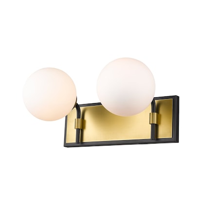 Z-Lite Parsons 2 Light Vanity, Matte Black, Olde Brass & Opal 477-2V-MB-OBR